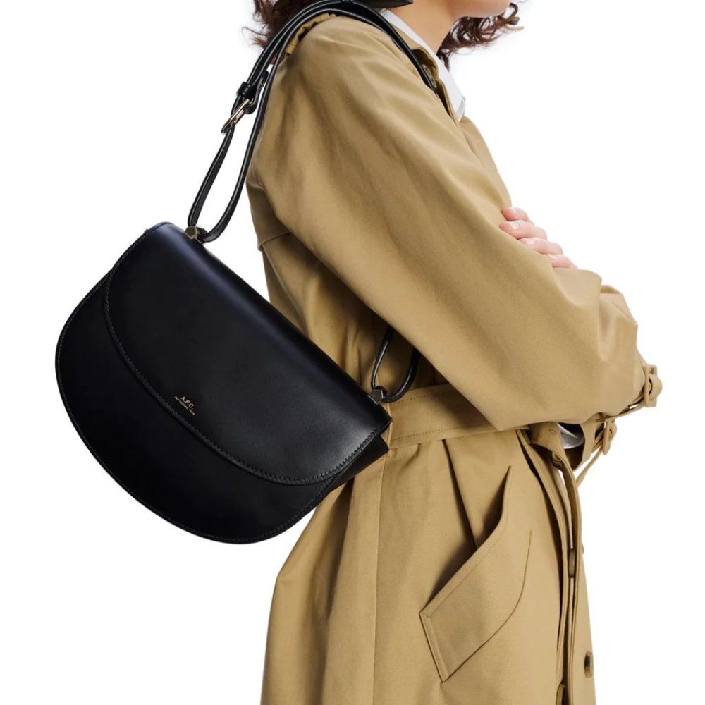 A.P.C. Sac Geneve, Black Saffiano Leather, NWT